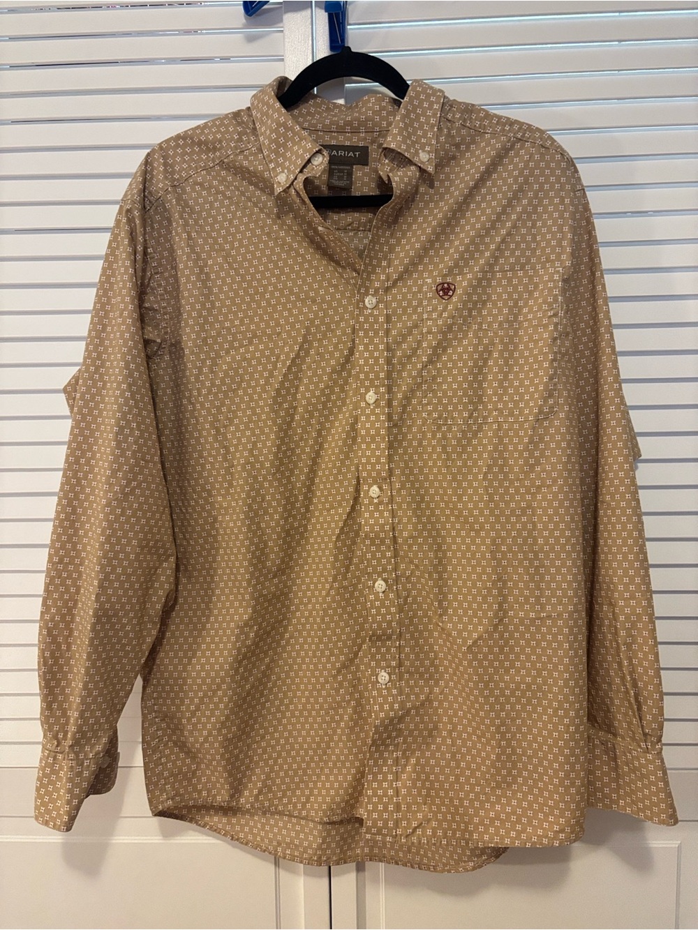 Ariat Men's Beige Tan Geometric Button-Down Shirt